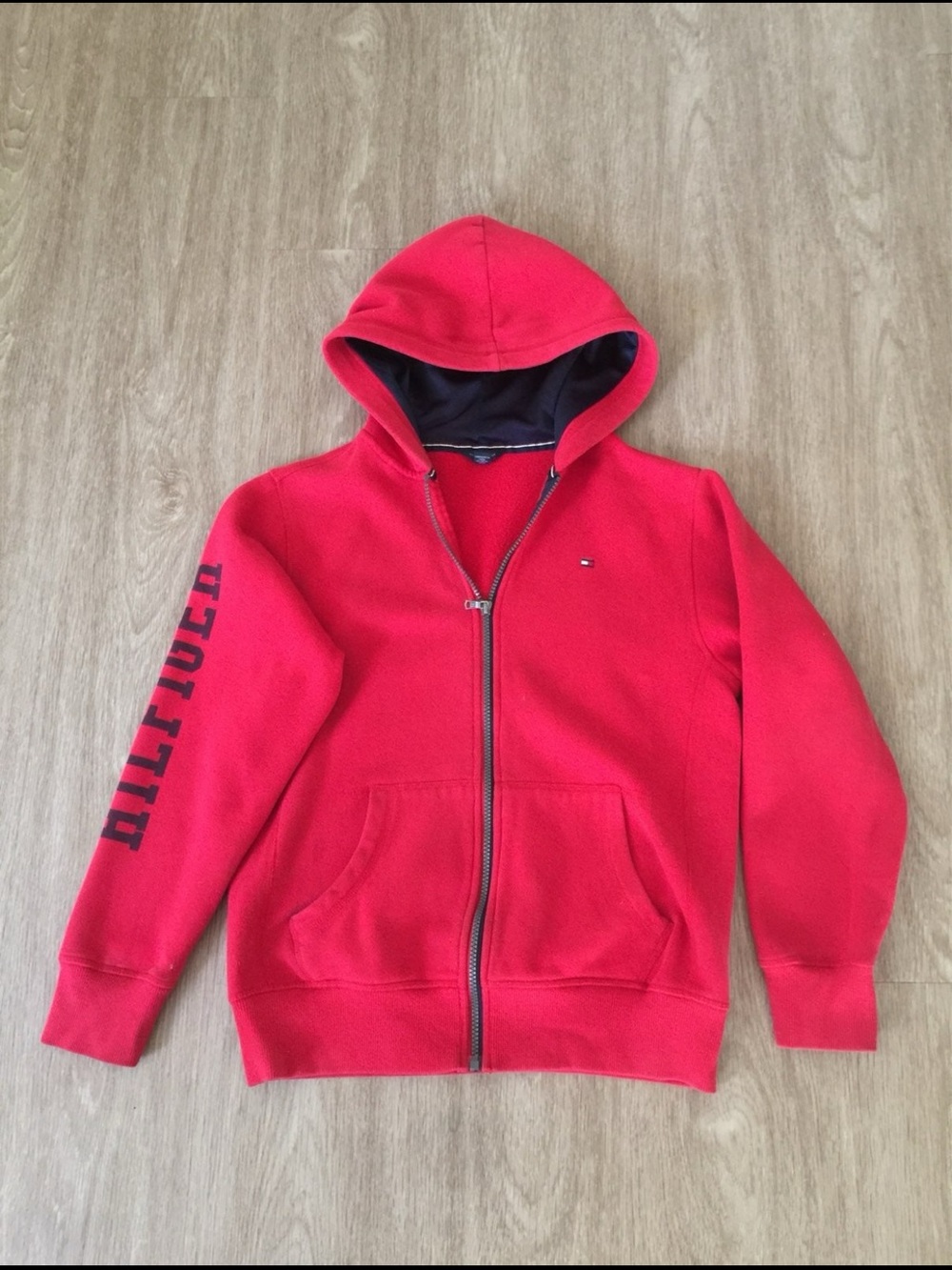 Tommy Hilfiger Red Full-Zip Hooded Sweatshirt
